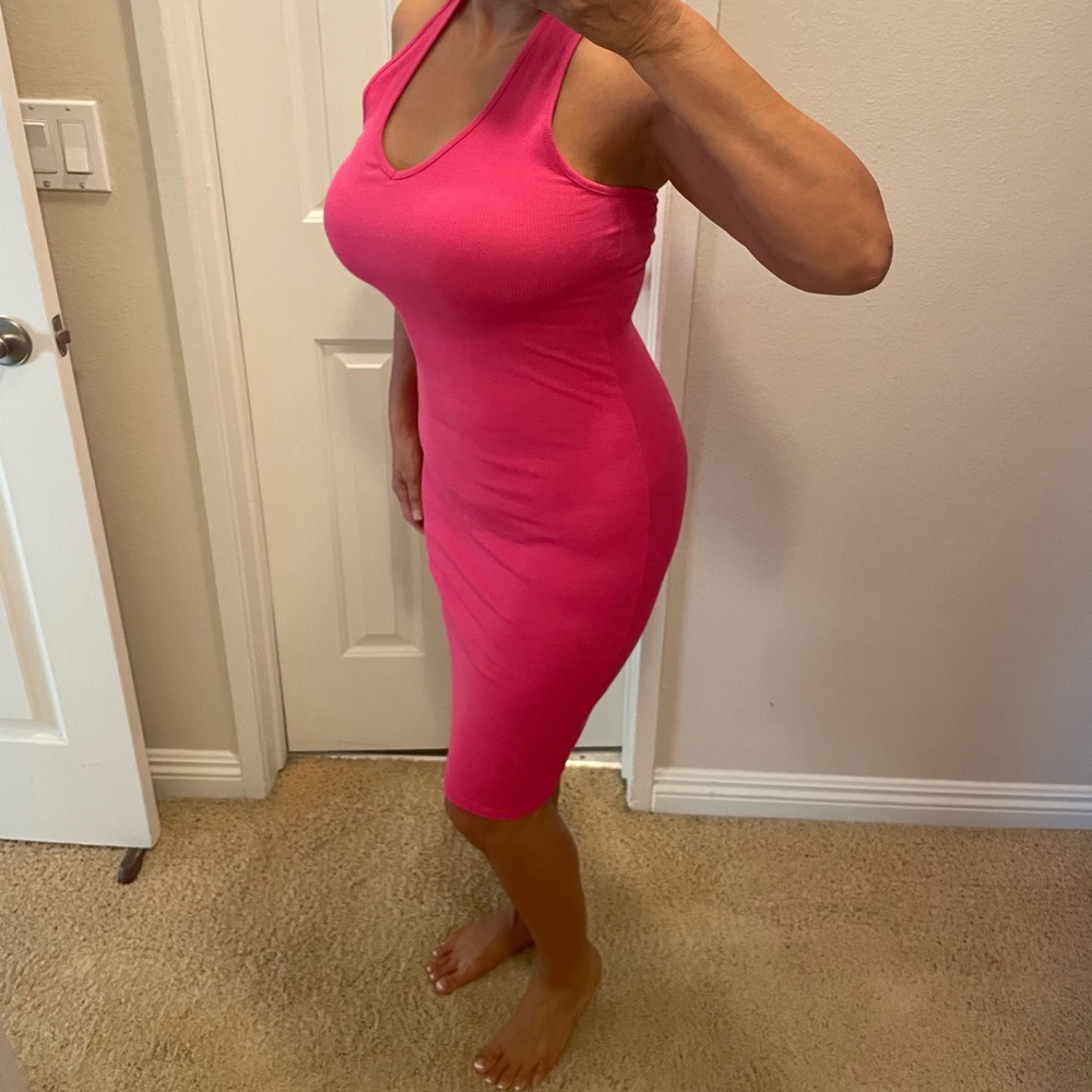 Fuchsia pink mid length dress